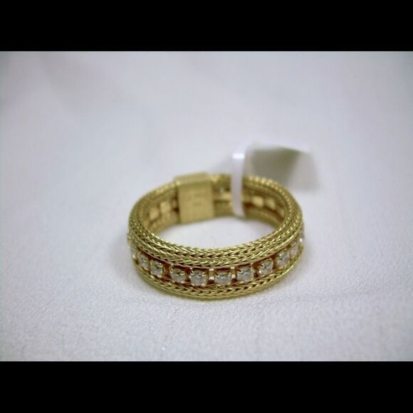 Simulated Diamond 14 K Yellow Gold Sterling Silver ring Woman Jewelry - Picture 12 of 14